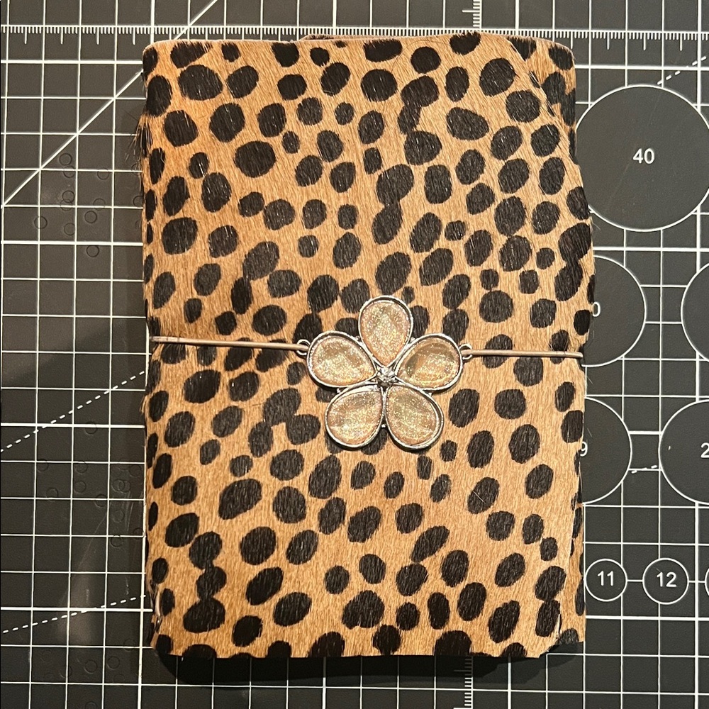 Leopard genuine sheepskin leather cover journal